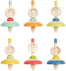 BigJigs trompo de madera juguete con cuerda para niños