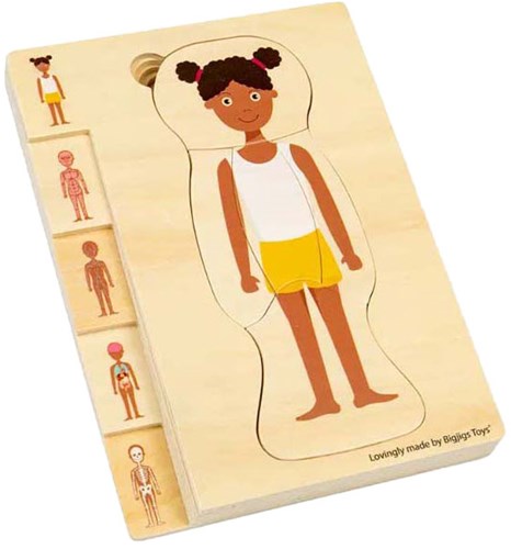 BigJigs puzzle de madera anatomía niña juguete educativo 26 piezas
