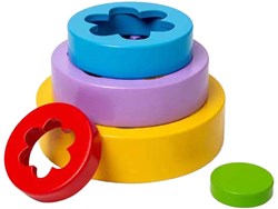BigJigs juguete apilable de madera flores - torre Montessori 5 piezas FSC