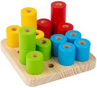 BigJigs juguete apilable de madera tablero de clavijas tambaleante Montessori 17 piezas-2