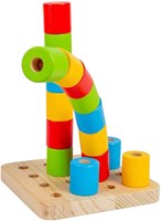 BigJigs juguete apilable de madera tablero de clavijas tambaleante Montessori 17 piezas-3