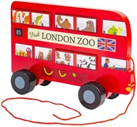 BigJigs juguete de madera autobús de Londres para arrastrar certificado FSC