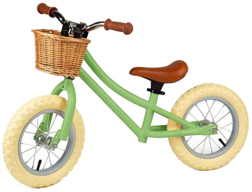 BigJigs bicicleta de equilibrio - bicicleta verde para niños con cesta y pegatinas-3