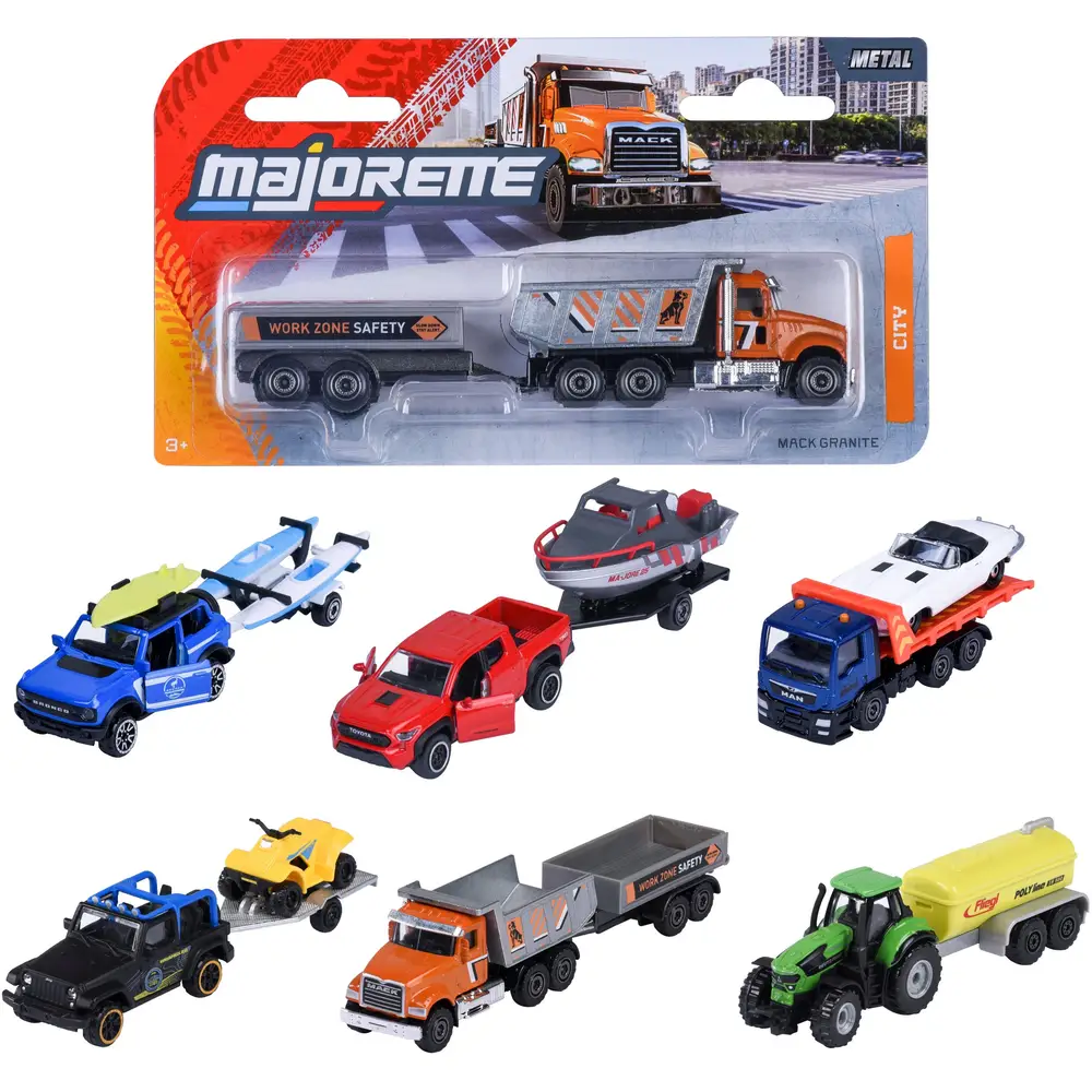 Dickie coche juguete City Trailer con remolque, metal, 6 variantes