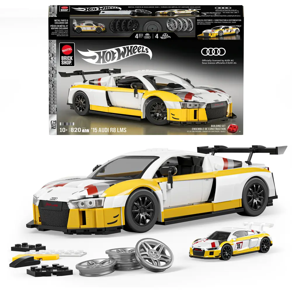 Hot Wheels set de construcción - coche de carreras Audi R8 LMS - 820 piezas - Mattel Brick Shop
