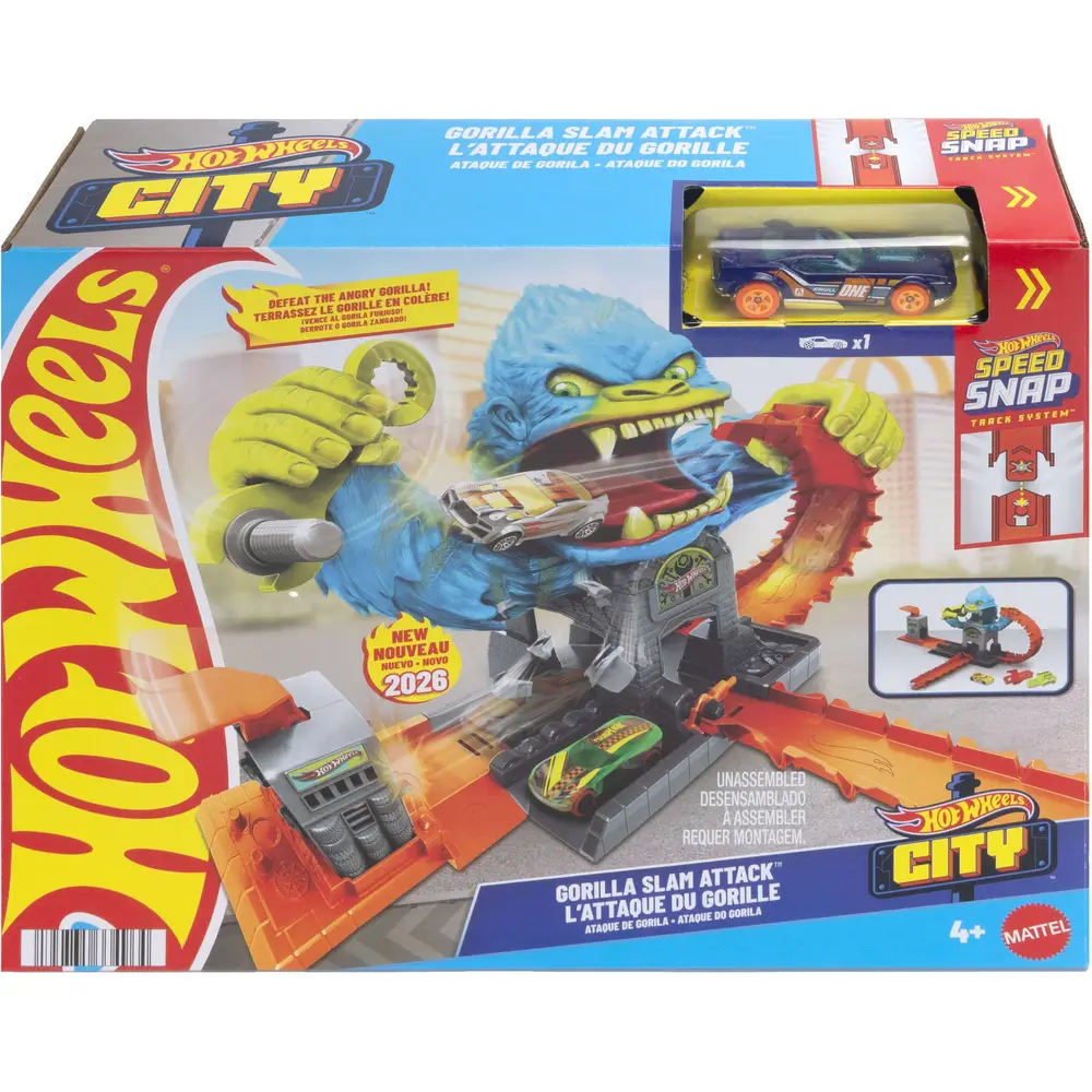 Hot Wheels set de juego Gorilla Repair Shop pista y coche