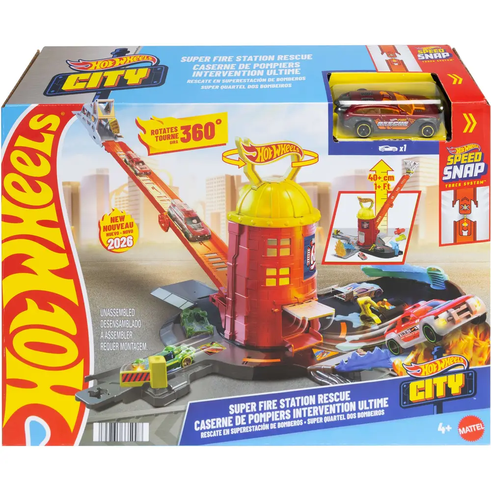 Hot Wheels estación de bomberos de juguete - City Super Fire Station Rescue - set de juego