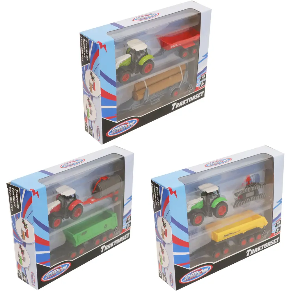 Speedzone set de juguete tractor granja con remolque - para niños