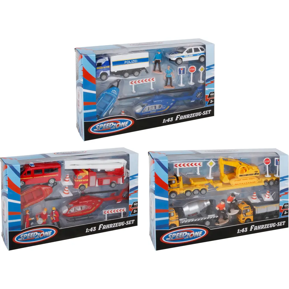 Speedzone set de vehículos de servicio de juguete - coches de juguete 1:43 y 1:60