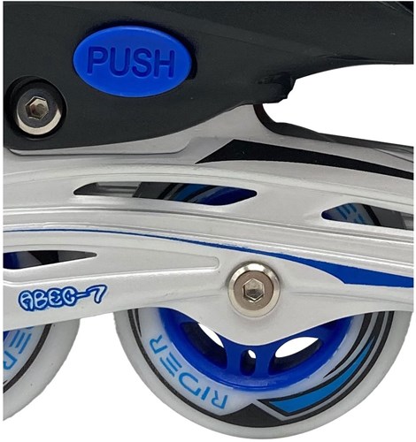 Patines en línea ajustables azul negro marco de aluminio talla 35-38 niños-3