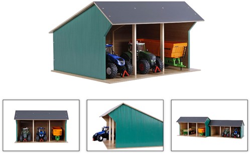 Kids Globe cobertizo agrícola de juguete para tractores 1:32 madera grande-2