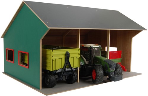 Kids GLOBE granero agrícola de juguete para 3 vehículos 1:16 madera