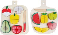 Set de corte de juguete de madera fruta FSC 12 piezas verde educativo-2