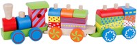 Tren de madera juguete con vagones de actividades, 3 piezas, colorido-2