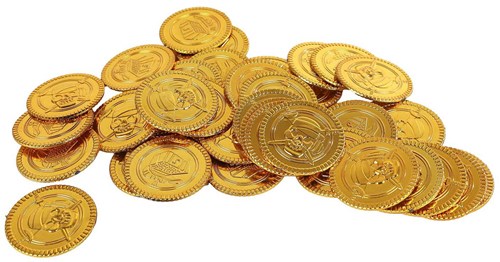 Monedas de oro juguete tesoro pirata 40 piezas para niños-2