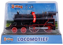 Locomotora de juguete die-cast con luz y sonido, 14cm, tren pull-back