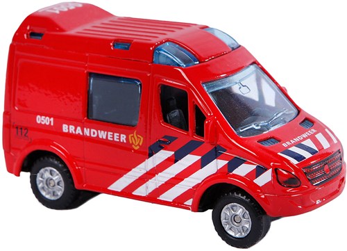 Coche de bomberos die-cast con retrofricción 8 cm azul-2