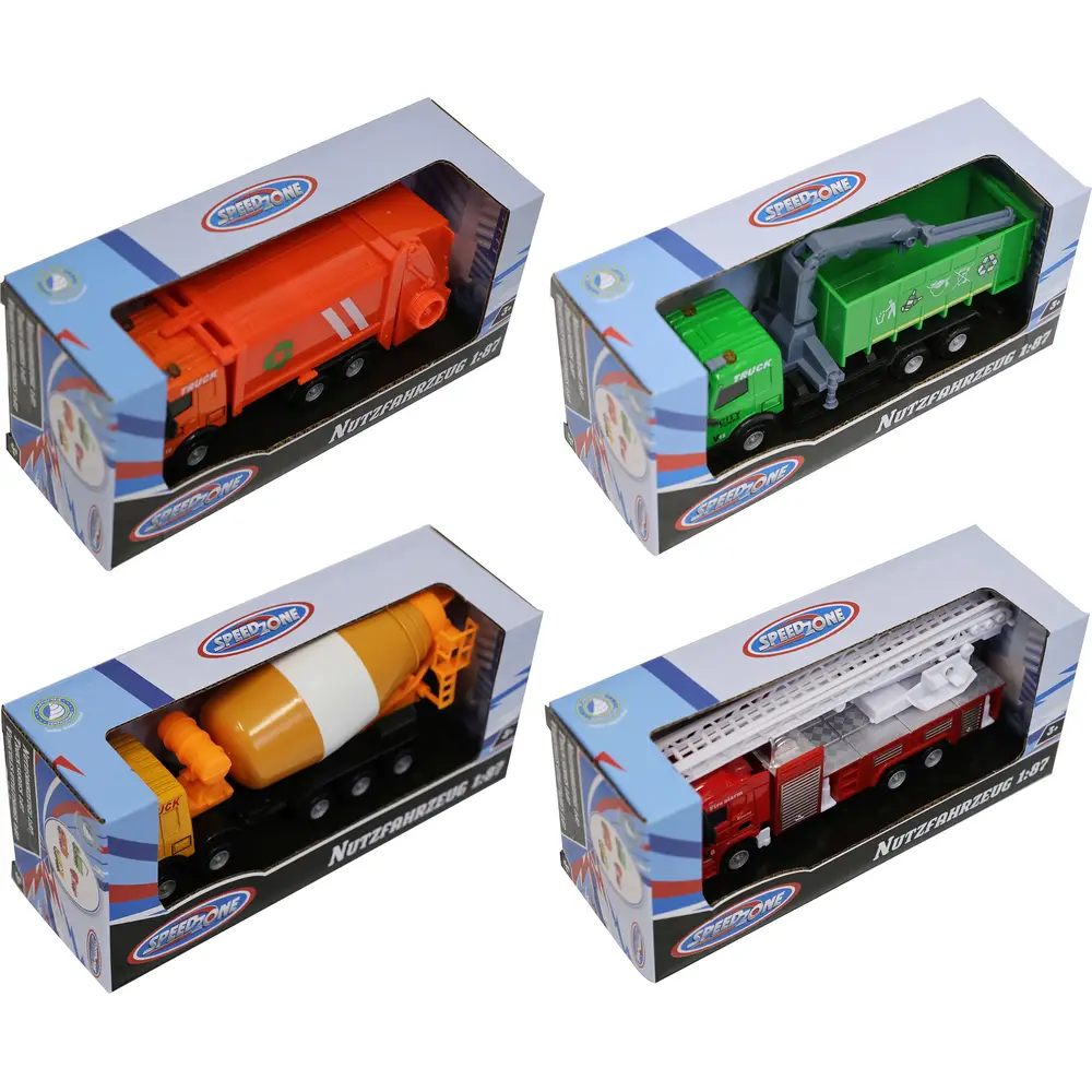 Speedzone camiones de juguete 1:87 - vehículos comerciales set 4 piezas
