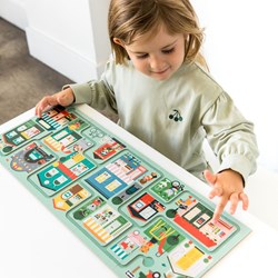 Petit Collage puzzle ciudad - puzzle de juguete de madera para niños
