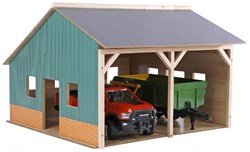 Kids GLOBE cobertizo agrícola de juguete para 2 tractores 1:16 madera