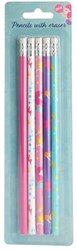 Lápices HB sirenas gris - set de 5 para niños escuela dibujo