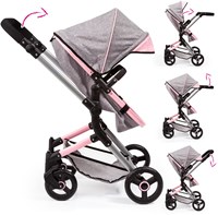 Bayer Chic 2000 cochecito muñecas Neo Vario rosa gris ajustable juguete-2