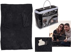 Manta polar con mangas antracita 135x172cm - manta suave con bolsillo
