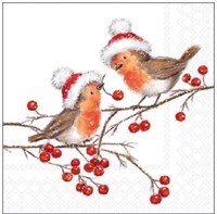 Ambiente servilletas decoración de mesa navideña Christmas robins 25cm