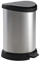 Curver cubo de basura con pedal 15L plata metálica con cubo interior