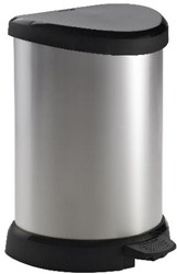 Curver cubo de basura con pedal 15L plata metálica con cubo interior