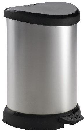 Curver cubo de basura con pedal 15L plata metálica con cubo interior