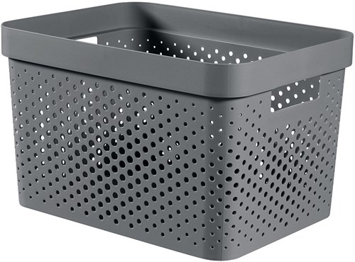 Curver caja de almacenamiento Infinity dots 17L gris oscuro - 100% plástico reciclado