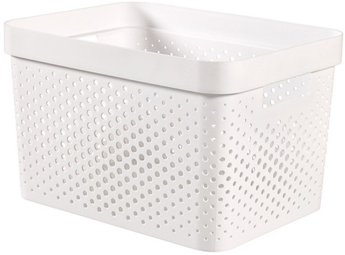 Curver caja de almacenamiento Infinity dots 17L blanca - 100% plástico reciclado