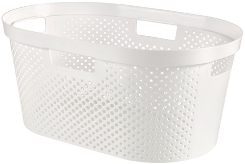 Curver cesta de ropa Infinity reciclada dots 40L blanca - plástico sostenible