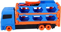 KiddyGo camión transportador de coches de juguete con pista y 2 coches metálicos-3