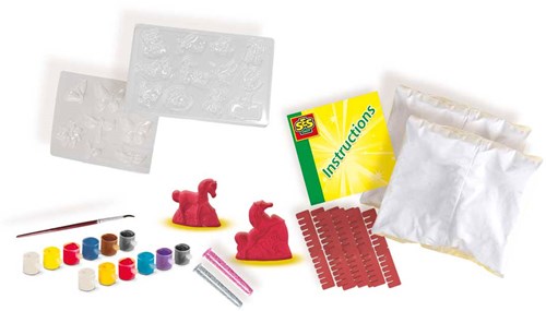 Ses moldes de yeso y pintura set creativo 3-en-1 animales y purpurina-2