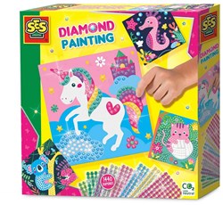 Ses Diamond painting set creativo animales felices - 4 tarjetas - 1440 gemas