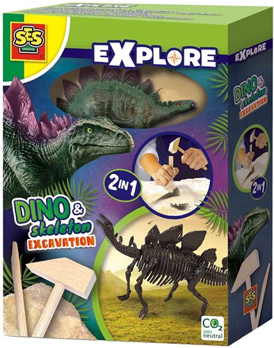 Ses juguete dinosaurio - Dino y esqueleto para excavar 2 en 1 Stegosaurus