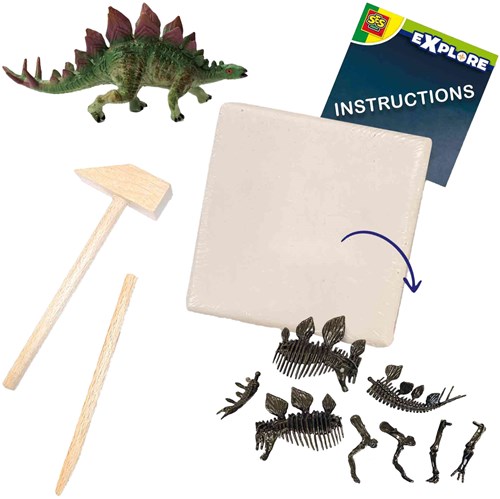 Ses juguete dinosaurio - Dino y esqueleto para excavar 2 en 1 Stegosaurus-2