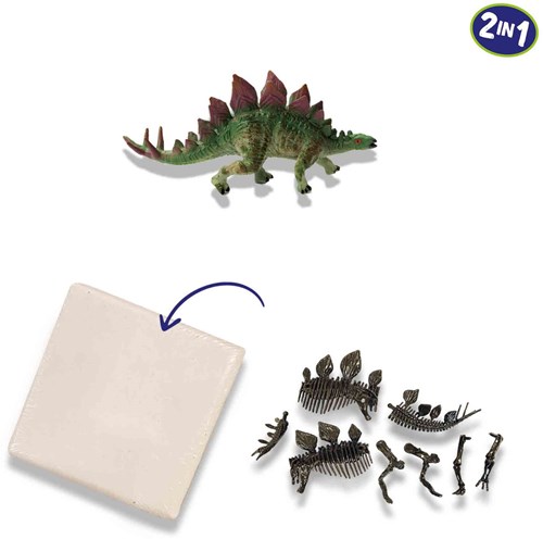 Ses juguete dinosaurio - Dino y esqueleto para excavar 2 en 1 Stegosaurus-3