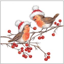 Ambiente servilletas decoración mesa navideña Christmas robins 33cm papel