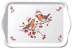 Bandeja Ambiente petirrojos navideños 13x21cm accesorio festivo