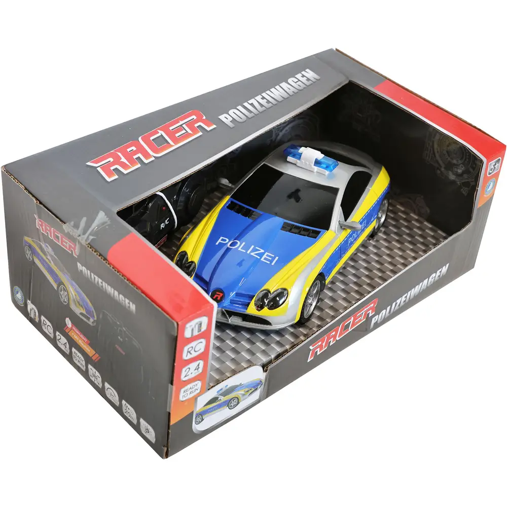 Speedzone coche de policía R/C juguete 2.4GHz con LED, escala 1:24