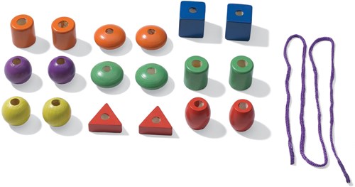 Ses juego de ensartar Montessori - cuentas de madera juguete sensorial 18 piezas-3