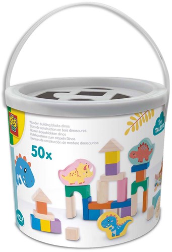 Ses bloques de construcción de madera dino - 50 piezas - juguete educativo