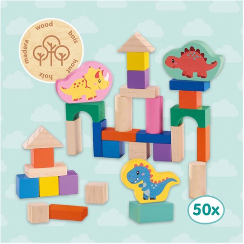 Ses bloques de construcción de madera dino - 50 piezas - juguete educativo-3