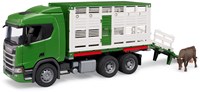 Bruder Scania Super 560R camión transporte de ganado con animal juguete