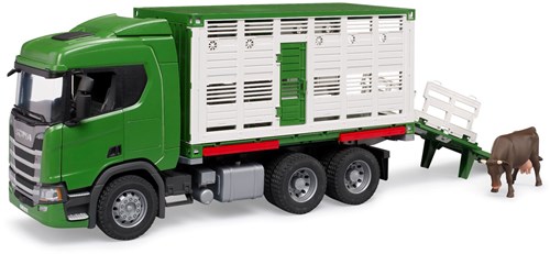 Bruder Scania Super 560R camión transporte de ganado con animal juguete