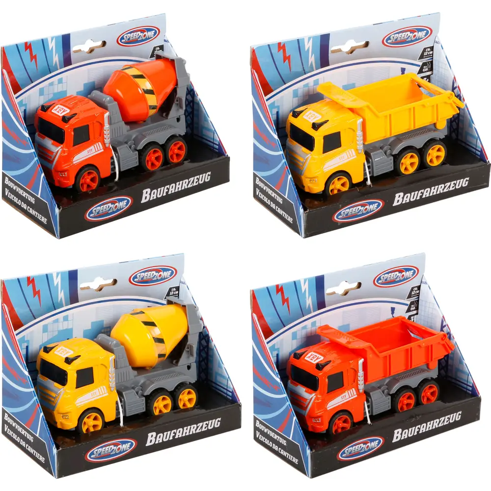 Speedzone set de vehículos de construcción de juguete con fricción, 4 piezas, multicolor