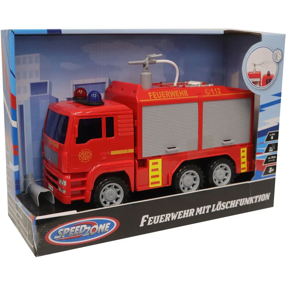 Speedzone camión de bomberos juguete con función de agua y fricción rojo